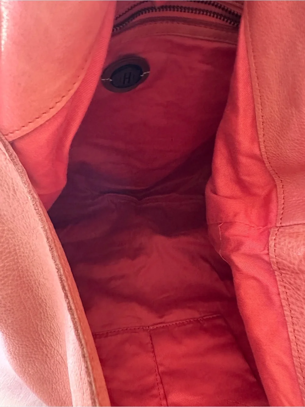 Soft Coral Leather Hobo Bag - Women's Shoulder Tote